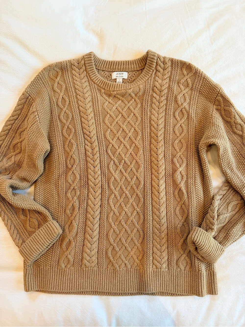 J. Crew Women’s Cable Knit Sweater in Camel